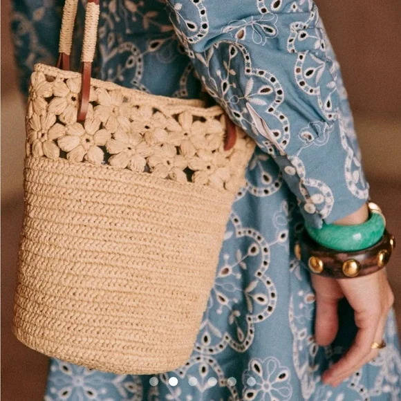 Sezane Tan Crochet Shoulder Bag - Picture 2 of 7